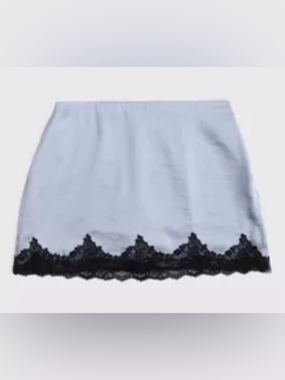 Light Blue Mini Skirt with Black Lace Trim/ shorts underneath/ Size Small